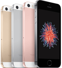 iPhone SE in de kleuren goud, wit, roségoud en zwart. iPhone SE kleuren