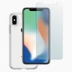 iPhone X verre trempé + coque en plastique transparent