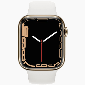 Apple Watch Series 7 41 mm en acier inoxydable doré 4G avec bracelet sport blanc