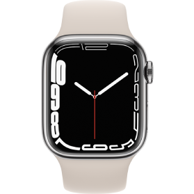Apple Watch Series 7 reconditionnée 41 mm en aluminium argenté 4G avec bracelet sport blanc