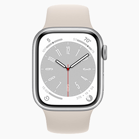 Reconditionnée Apple Watch Series 8 41 mm aluminium argenté Wi‑Fi avec bracelet sport blanc