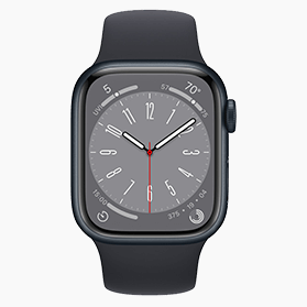 Apple Watch Series 8 reconditionnée 41 mm aluminium noir Wi‑Fi avec bracelet sport noir