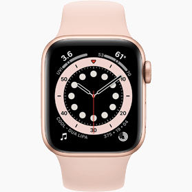 Apple Watch Series 7 41mm RVS goud 4G met antique wit sportbandje
