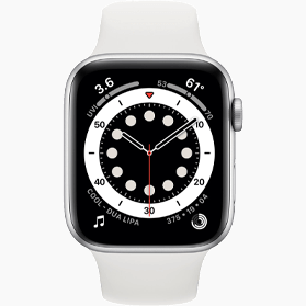 Apple Watch Series 6 reconditionnée 40 mm aluminium argenté Wi‑Fi avec bracelet sport blanc