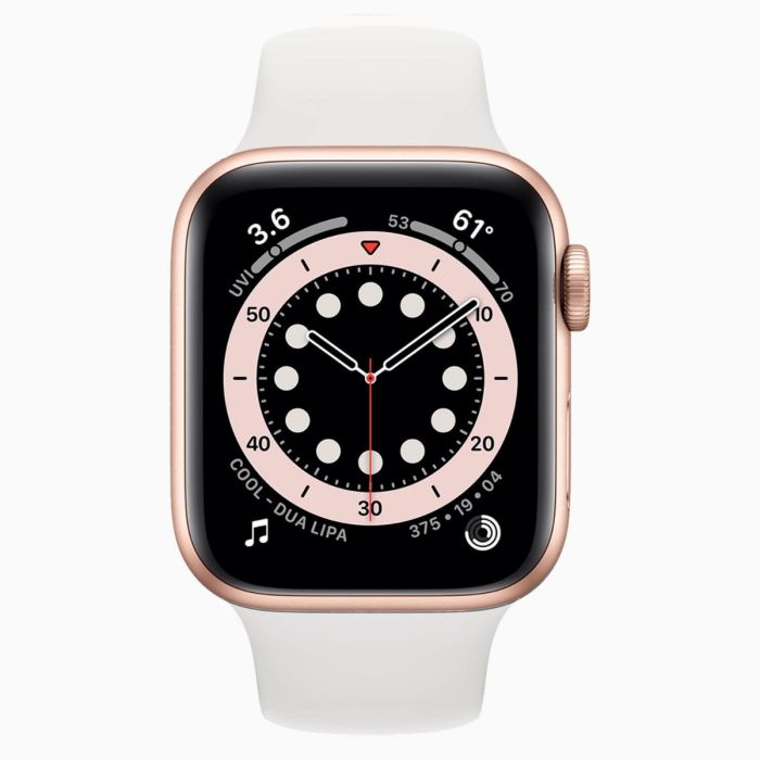 Apple Watch Series 6 44 mm aluminium goud wifi met wit sportbandje