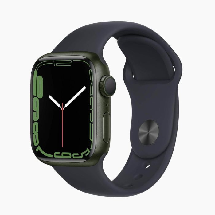 Apple Watch Series 7 reconditionnée 41 mm aluminium vert Wi‑Fi avec bracelet sport noir