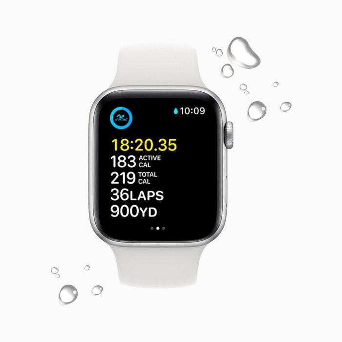 Apple Watch SE 2022 40 mm aluminium argent wifi avec bracelet sport blanc
                            