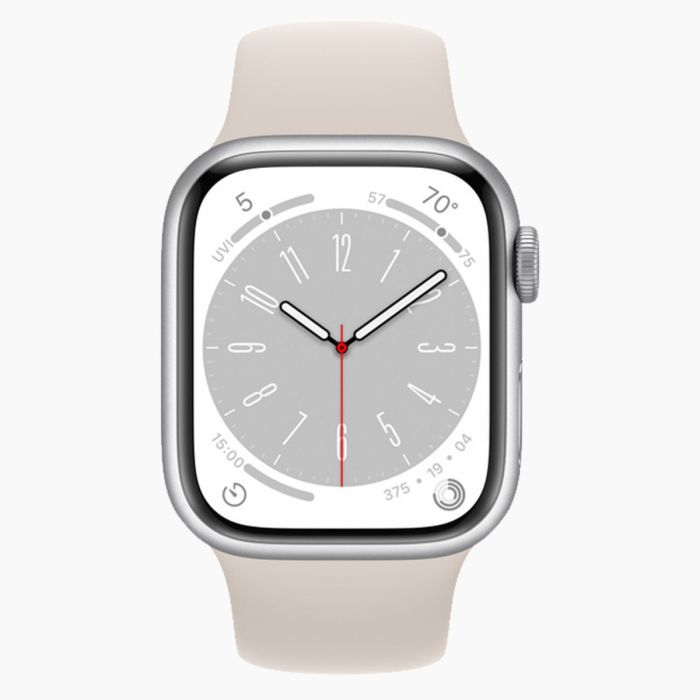 Refurbished Apple Watch Series 8 41mm aluminium zilver wifi met wit sportbandje                            