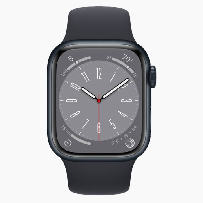Refurbished Apple Watch Series 8 41mm aluminium zwart wifi met zwart sportbandje                            