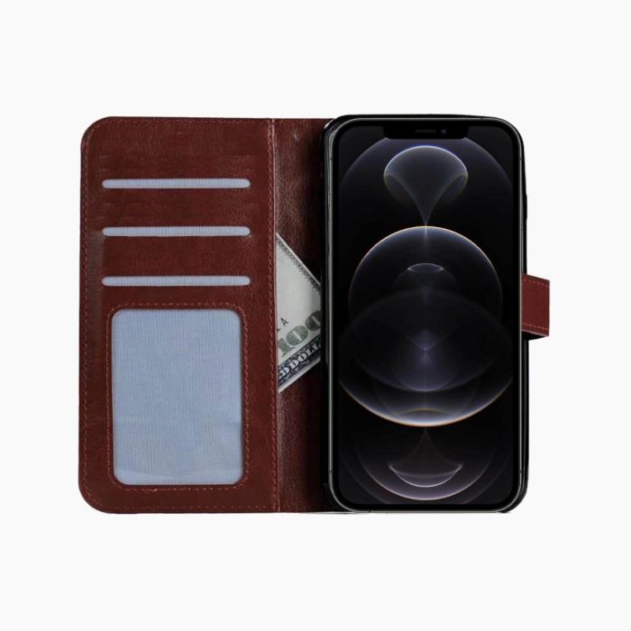 Bookcase bruin voor iPhone 12/12 Pro