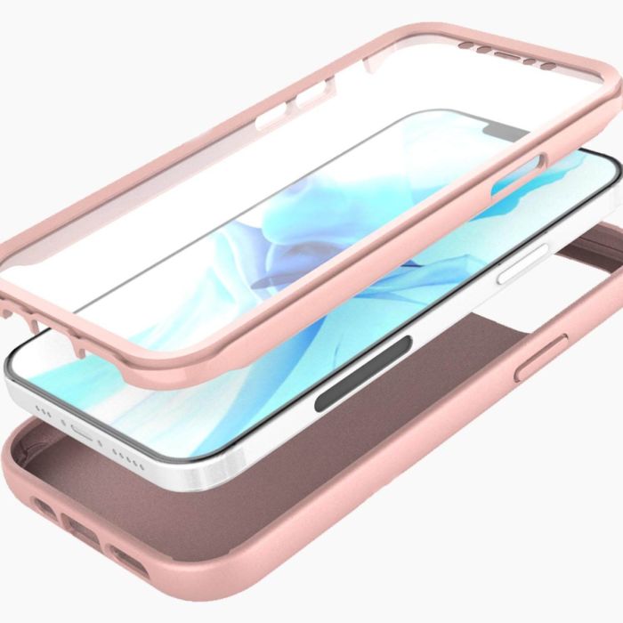 iPhone 12 verre trempé & coque rose