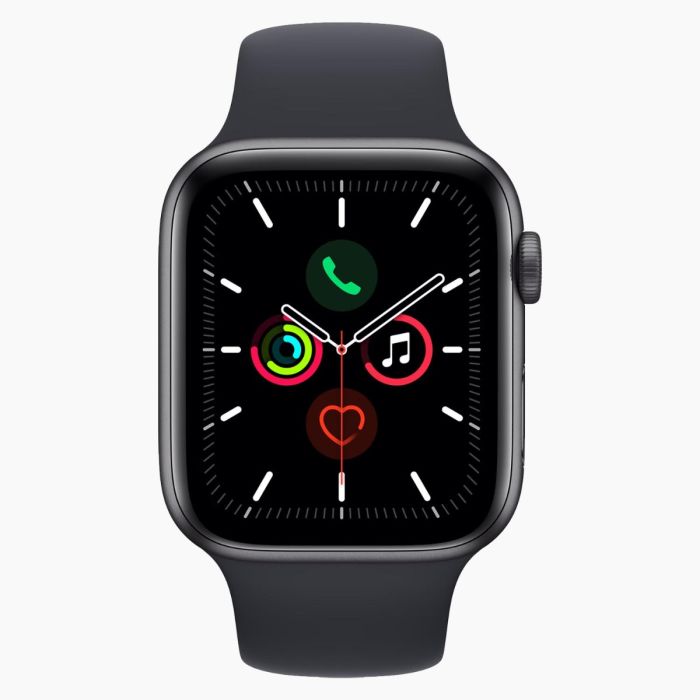 Apple Watch SE 2020 44 mm aluminium zwart wifi met zwart sportbandje