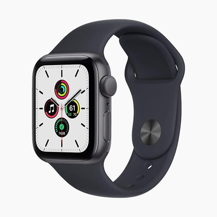 Apple Watch SE 2020 44 mm aluminium zwart wifi met zwart sportbandje