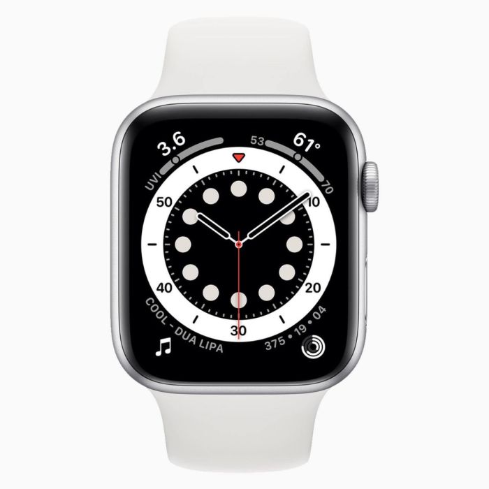 Refurbished Apple Watch Series 6 40 mm aluminium zilver wifi met wit sportbandje