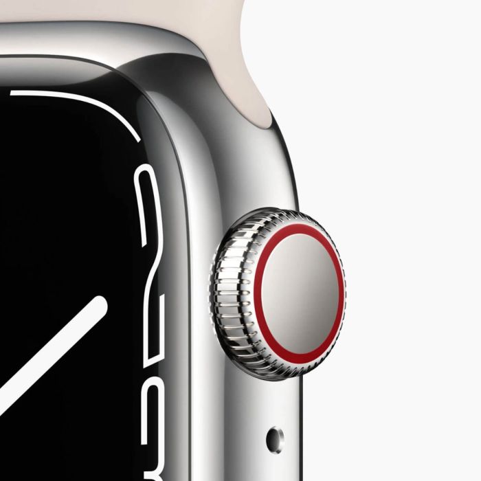 Refurbished Apple Watch Series 7 45mm aluminium zilver 4G met wit sportbandje                            