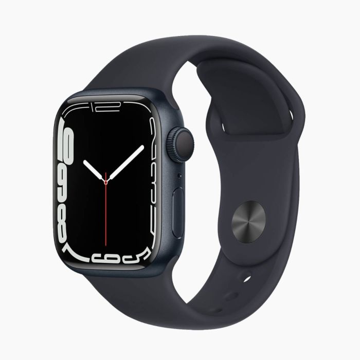 Apple Watch Series 7 41mm rvs zwart 4G met zwart sportbandje