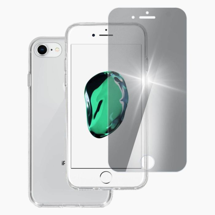 iPhone 7 verre trempé + coque en plastique transparent