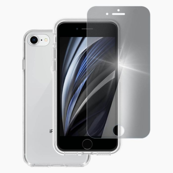 iPhone SE 2020 verre trempé + coque en plastique transparent