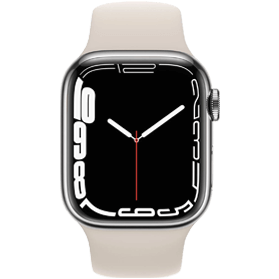 Apple Watch Series 7 45mm aluminium zilver wifi met wit sportbandje