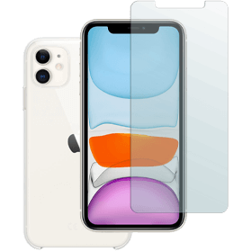 iPhone 11 verre trempé + coque en plastique transparent