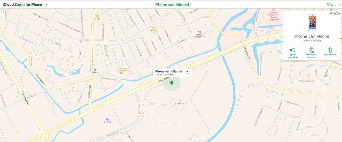 iPhone op kaart bekijken via Zoek Mijn iPhone